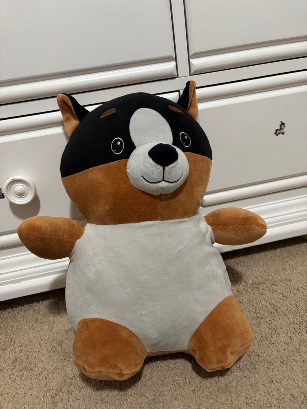 Plush Dog Stuffed Animal - Brown, Black & White